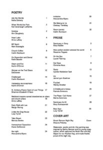 Fall 2020 Table of Contents